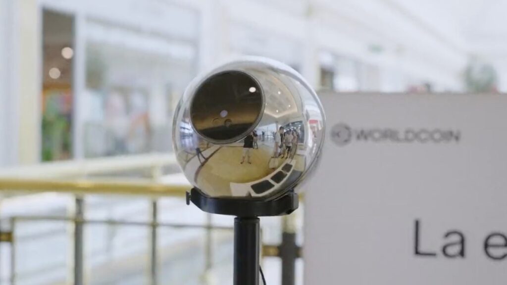 A World orb designed to scan a person's eye for verification